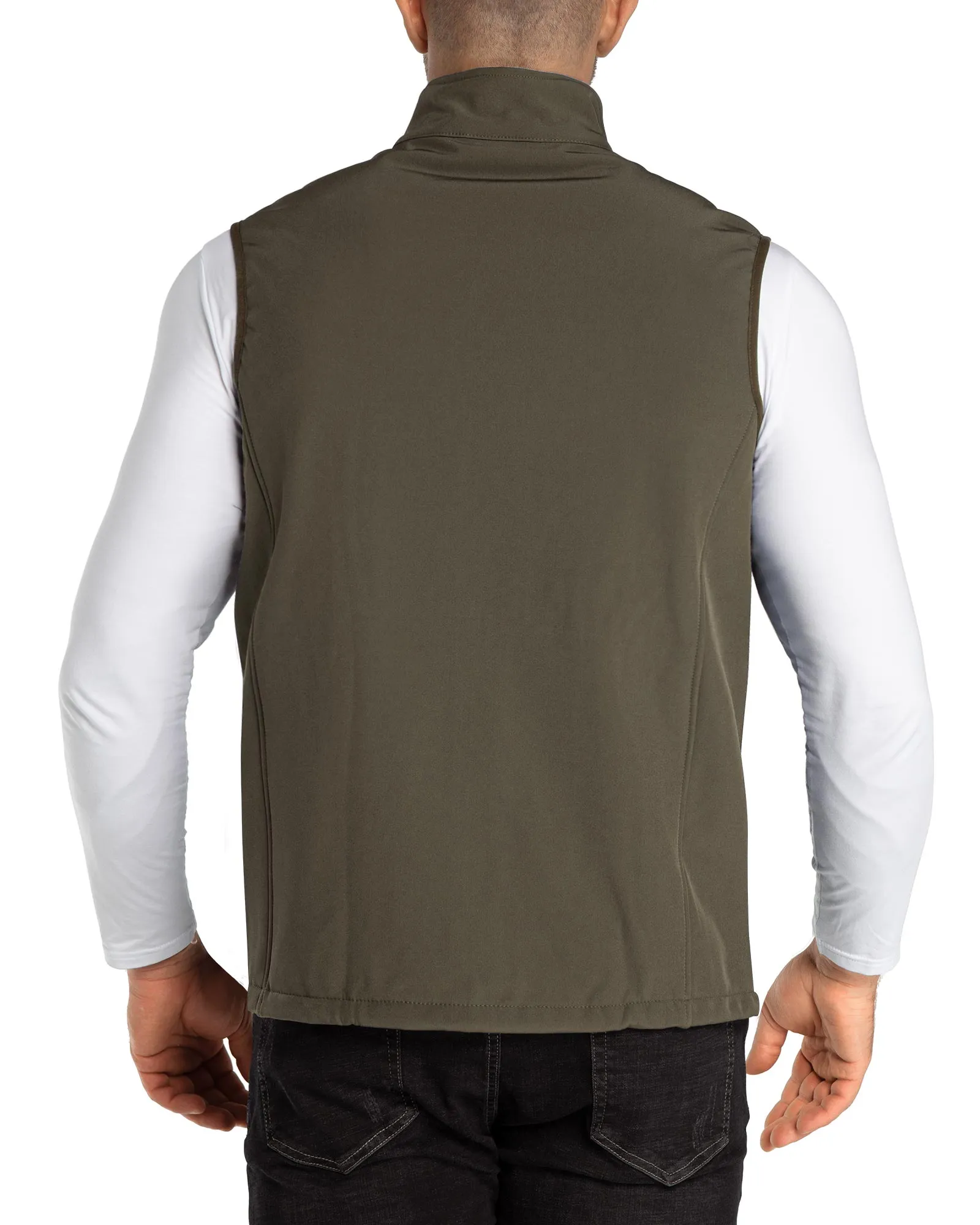 1.2 lbs 8000mm W/P Index Men's Softshell Fleece Lined Vest Outerwear with 7 Pockets