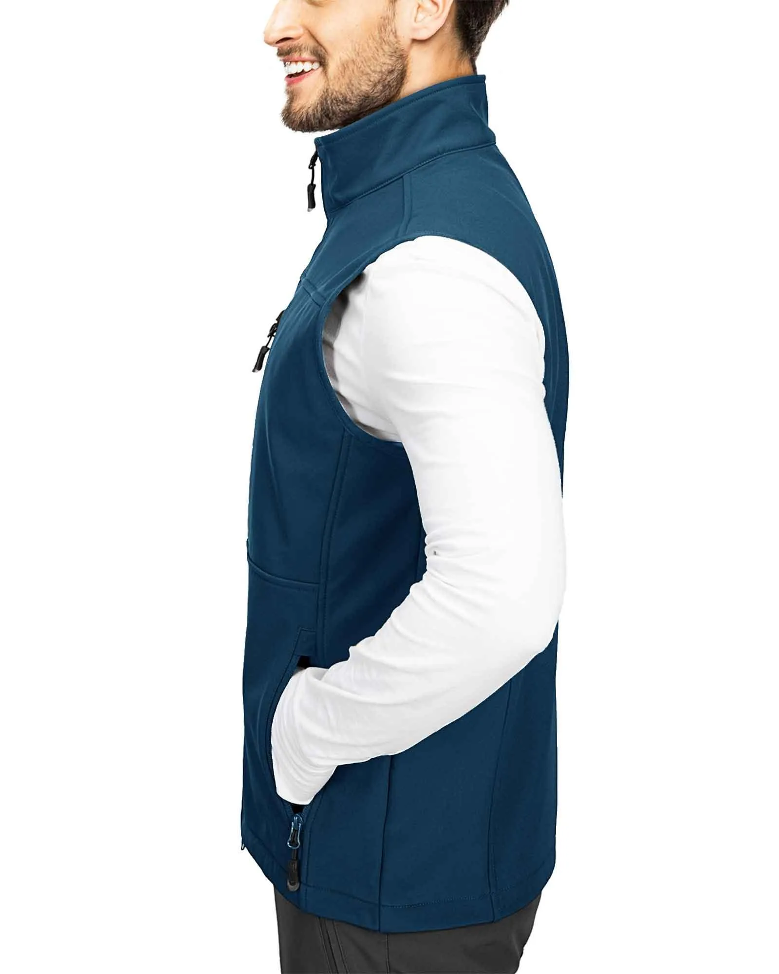 1.2 lbs 8000mm W/P Index Men's Softshell Fleece Lined Vest Outerwear with 7 Pockets