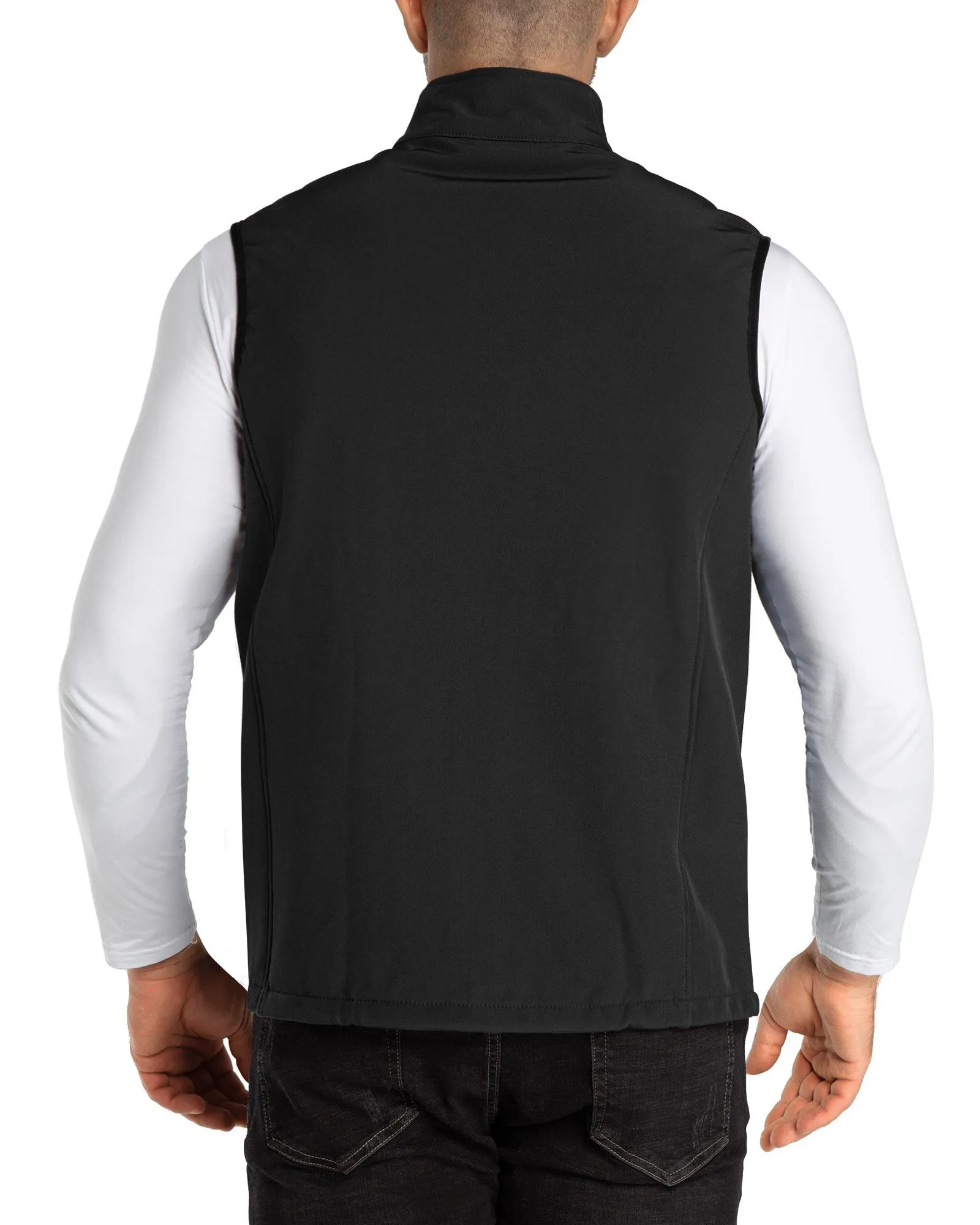 1.2 lbs 8000mm W/P Index Men's Softshell Fleece Lined Vest Outerwear with 7 Pockets