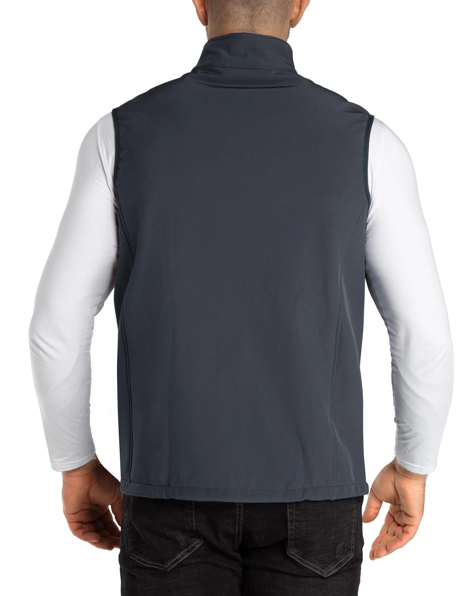 1.2 lbs 8000mm W/P Index Men's Softshell Fleece Lined Vest Outerwear with 7 Pockets