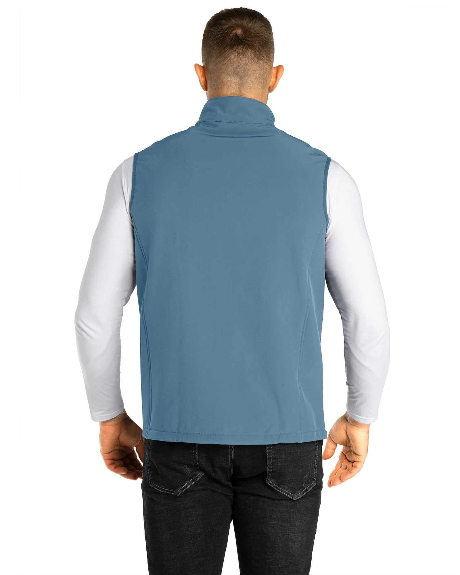 1.2 lbs 8000mm W/P Index Men's Softshell Fleece Lined Vest Outerwear with 7 Pockets