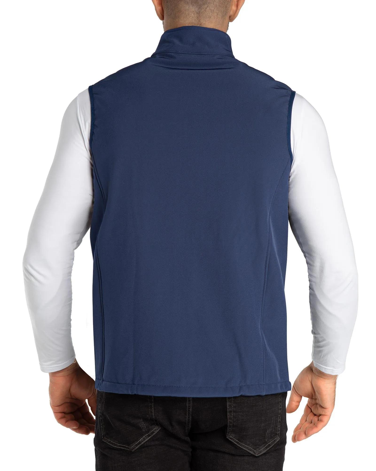 1.2 lbs 8000mm W/P Index Men's Softshell Fleece Lined Vest Outerwear with 7 Pockets