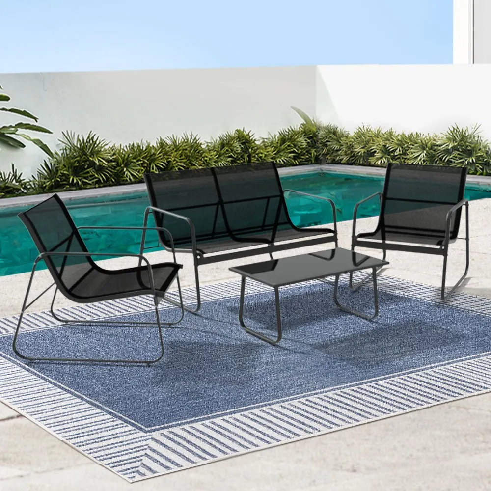 4 Piece Outdoor Patio Setting Black