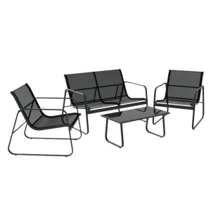 4 Piece Outdoor Patio Setting Black