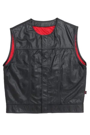 415 Leather Perforated Cowhide Vest with Snaps