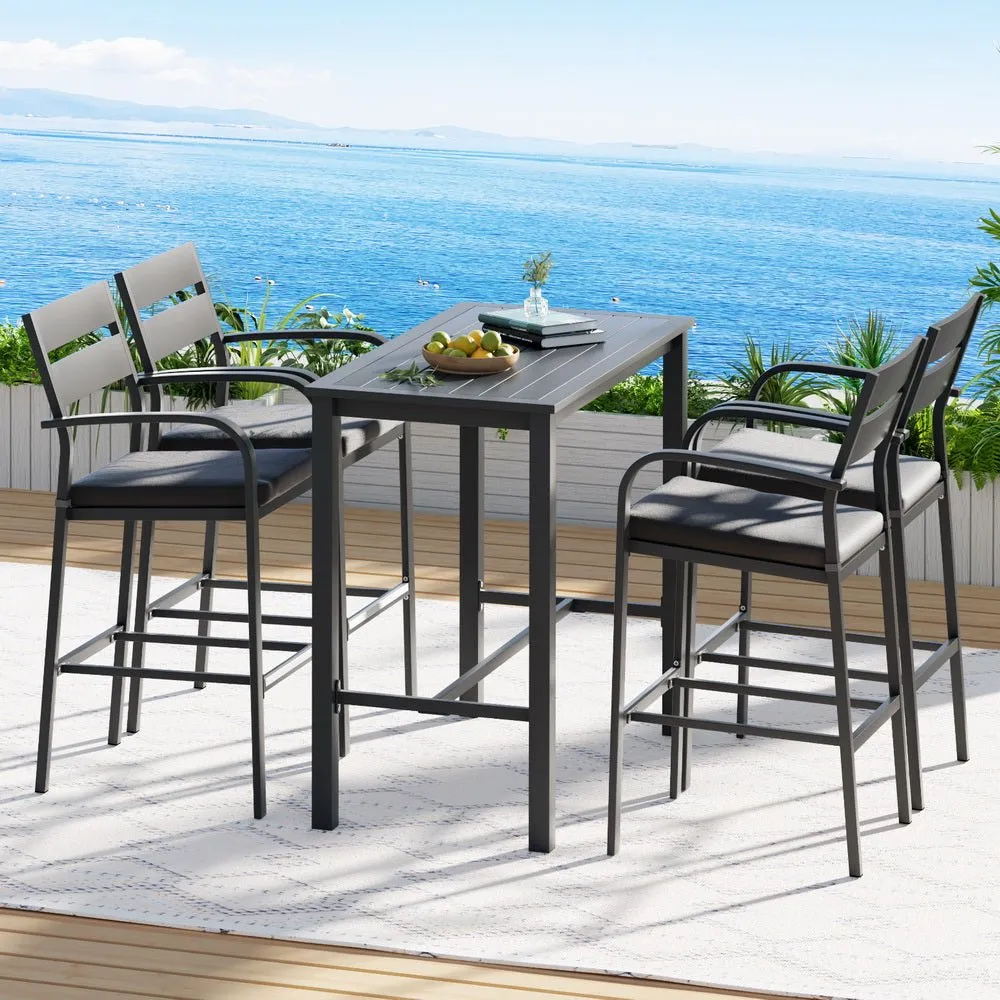 5 Piece Aluminium Outdoor Bar Set - Dark Grey