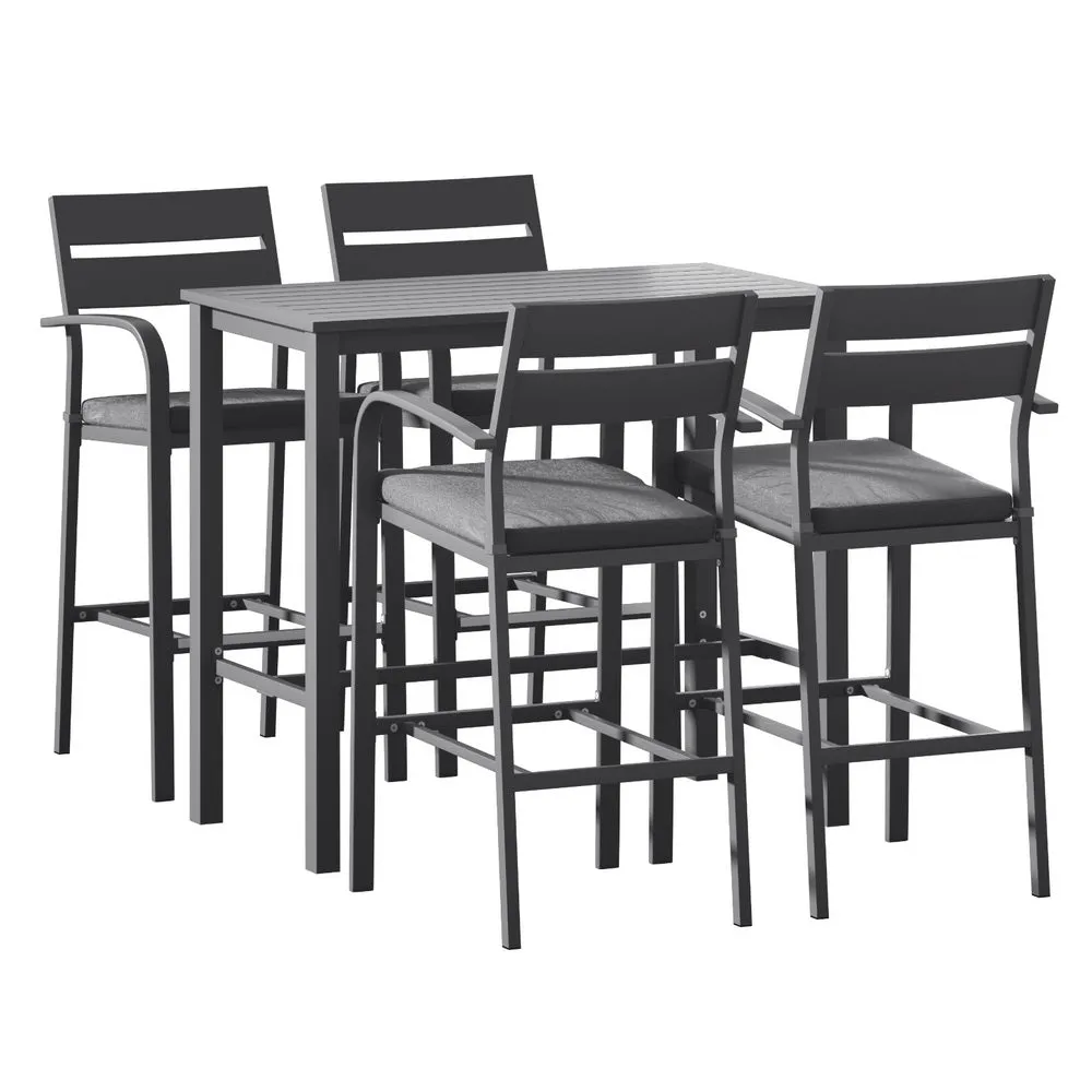 5 Piece Aluminium Outdoor Bar Set - Dark Grey