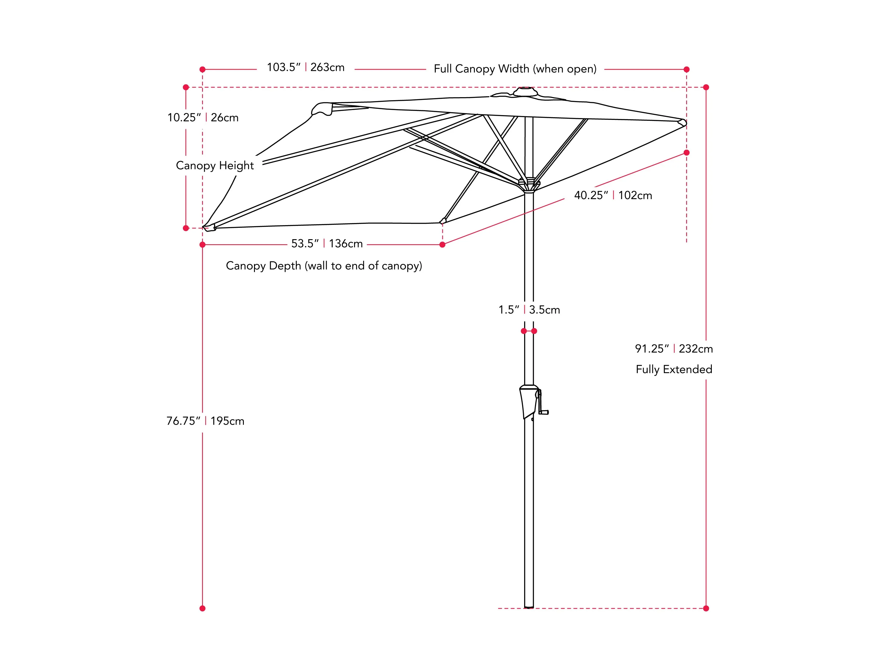 8.5ft Off White Half Umbrella