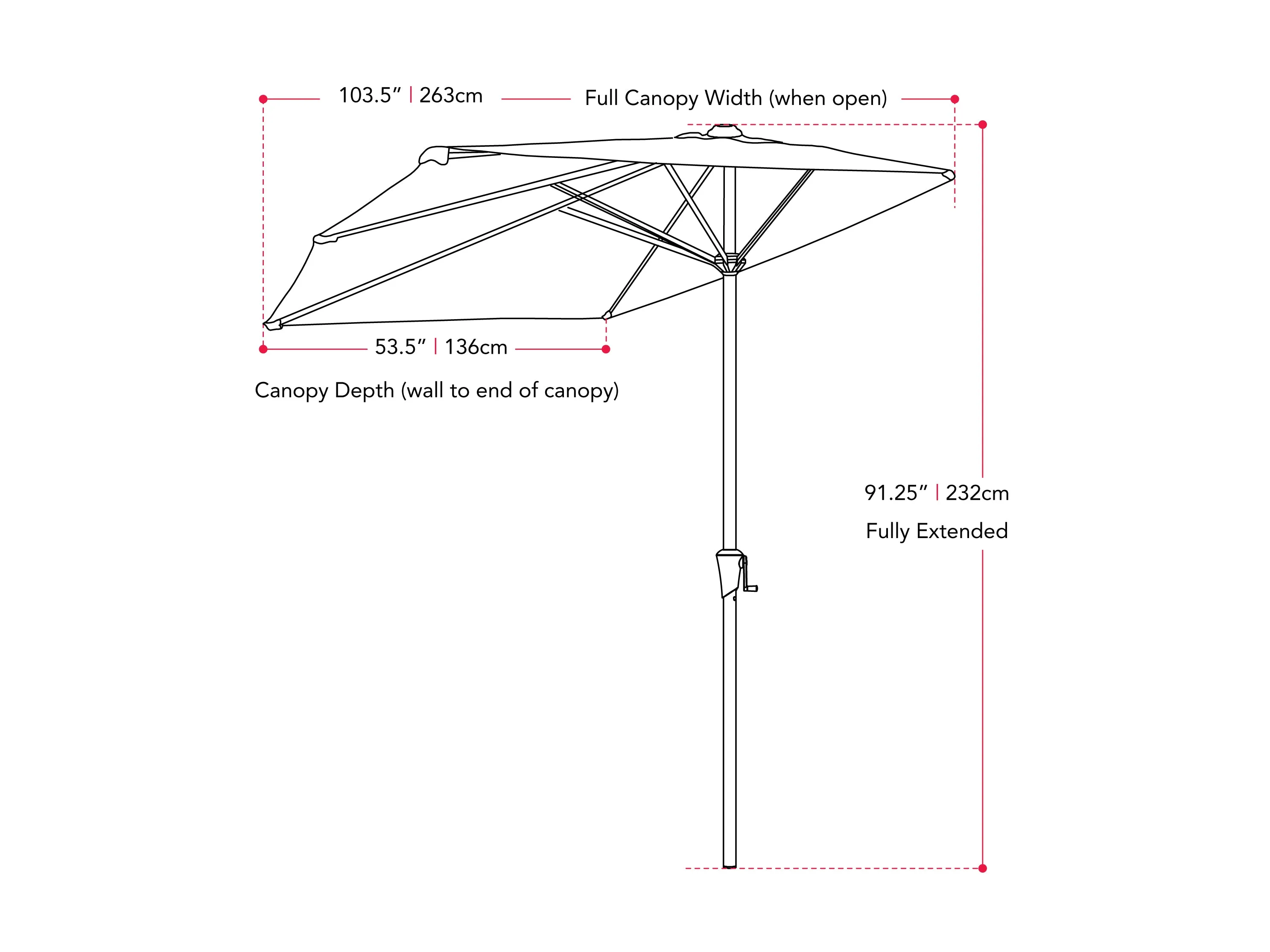 8.5ft Red Half Umbrella