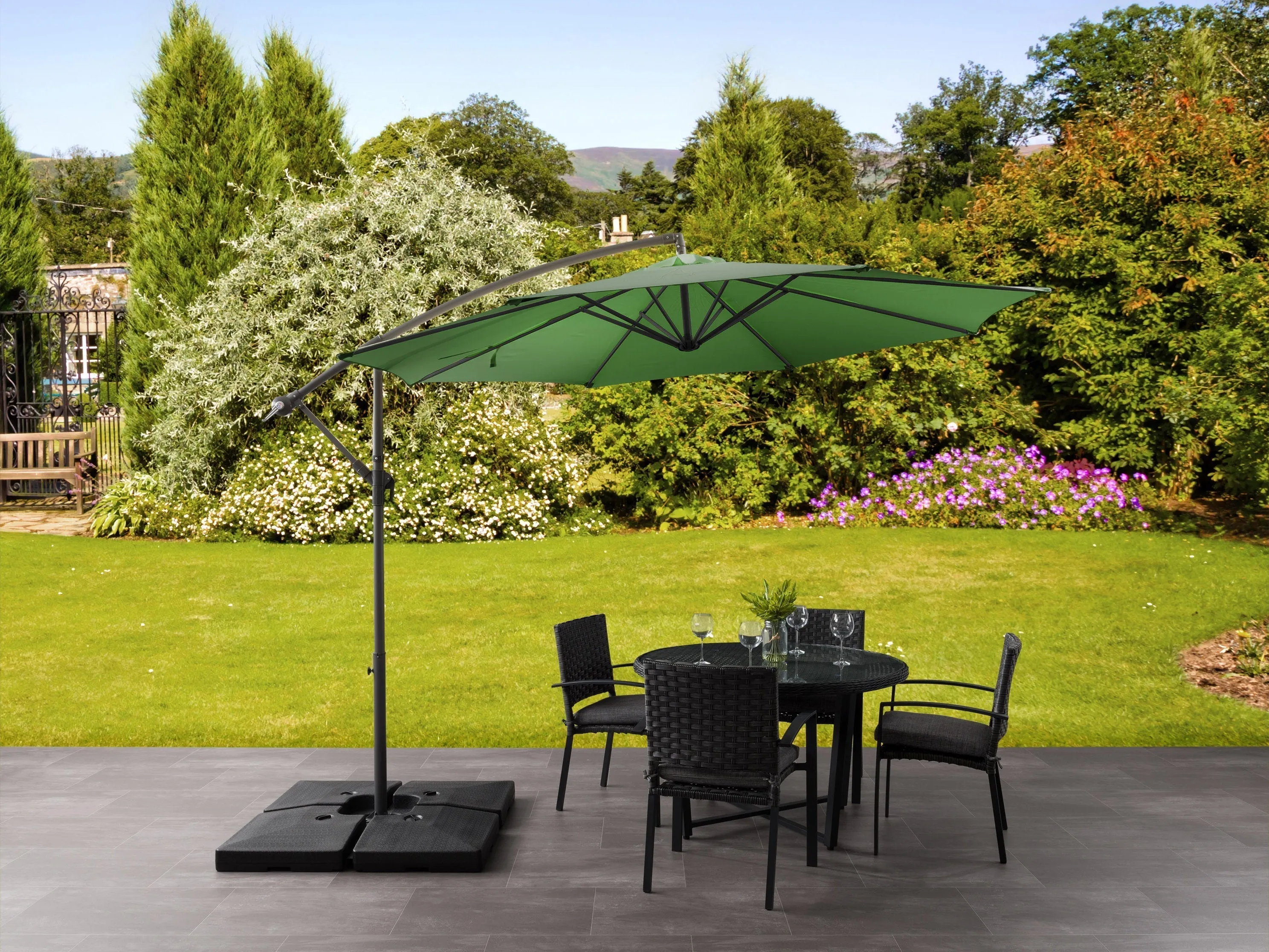 9.5ft Tilting Offset Patio Umbrella - Forest Green