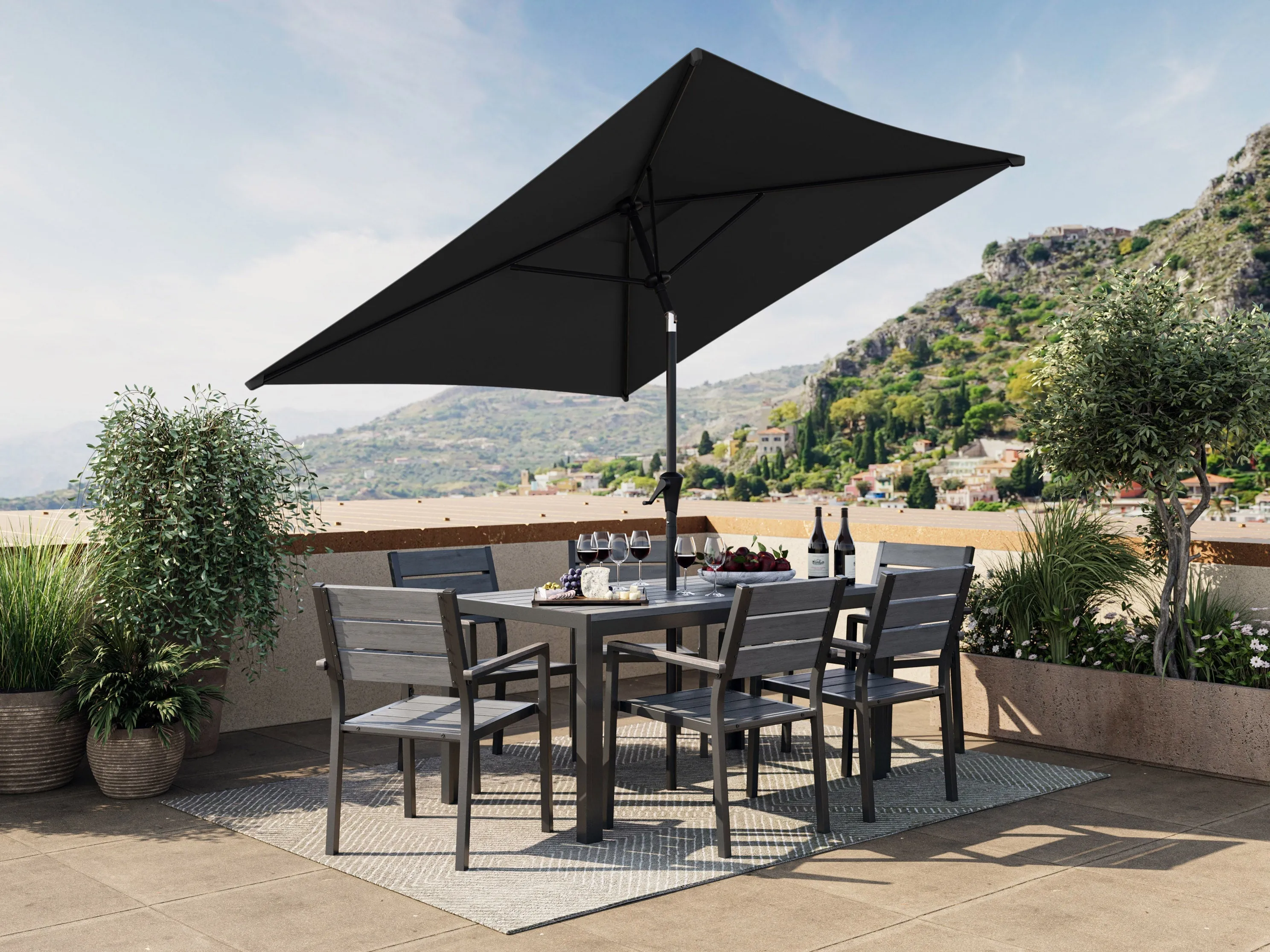 9ft Black Square Patio Umbrella