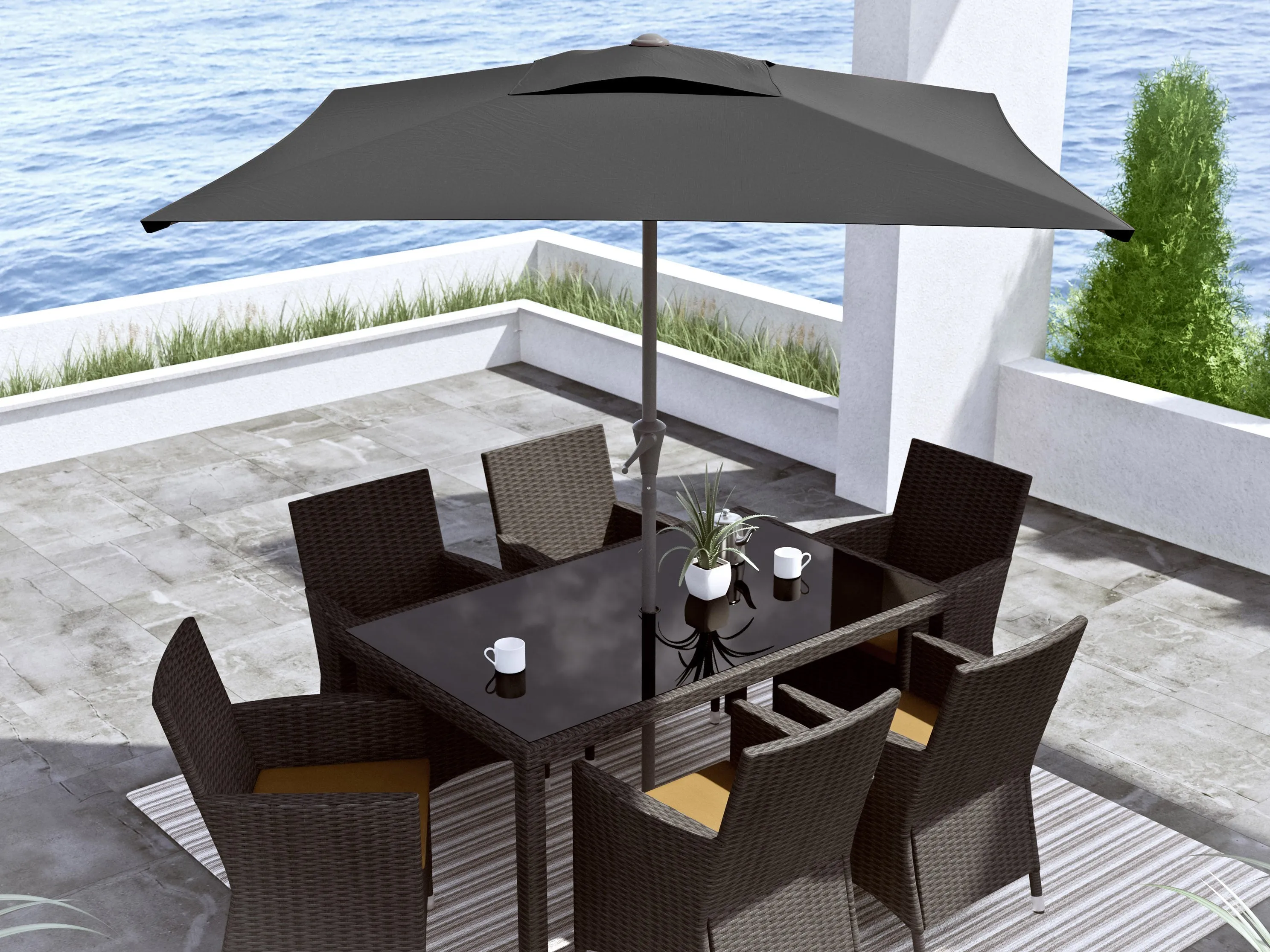 9ft Black Square Patio Umbrella