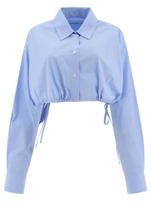 Alexander Wang Cropped Drawstring Shirt With Crystal Hotfix