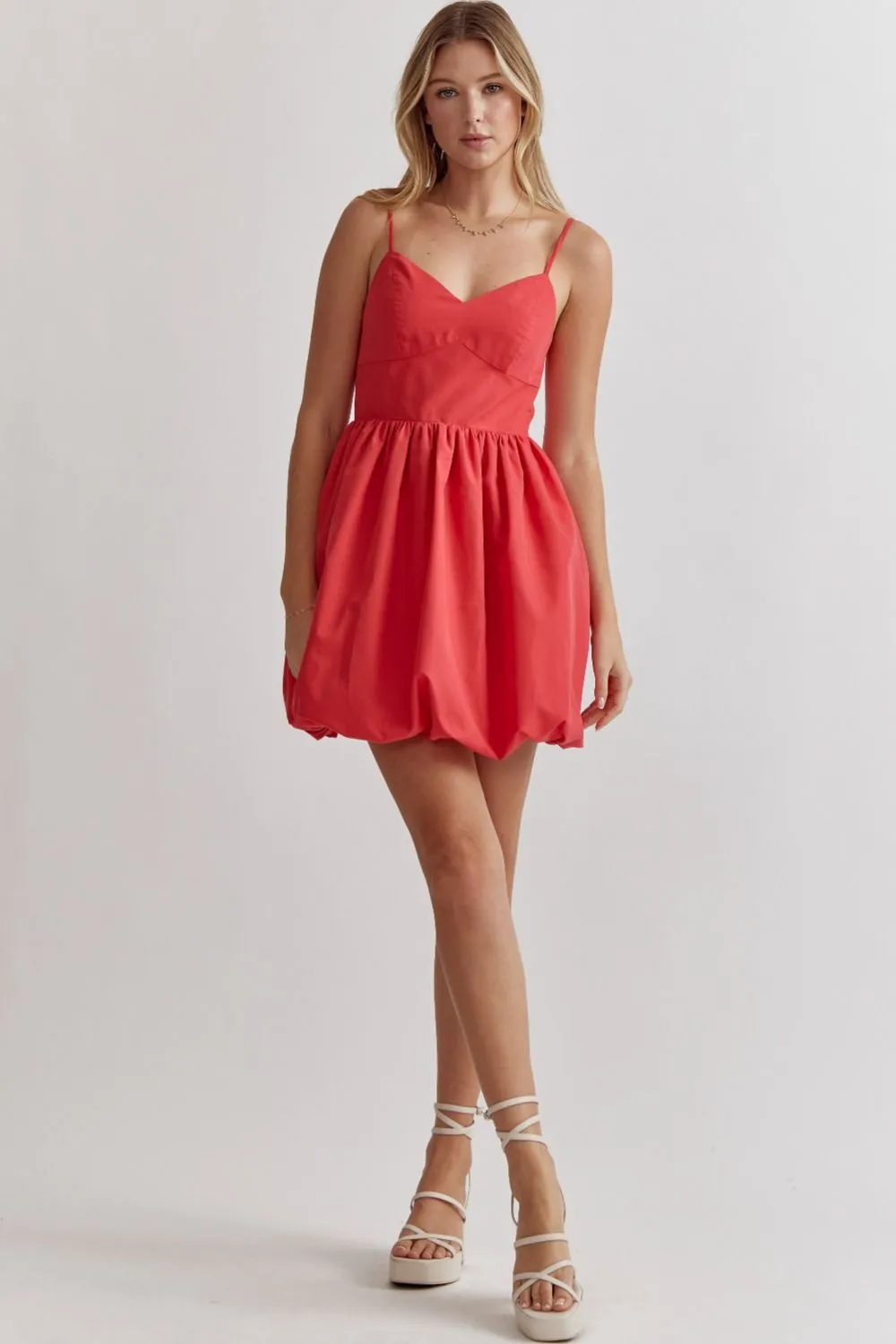 Bubble Hem Spaghetti Strap Mini Dress