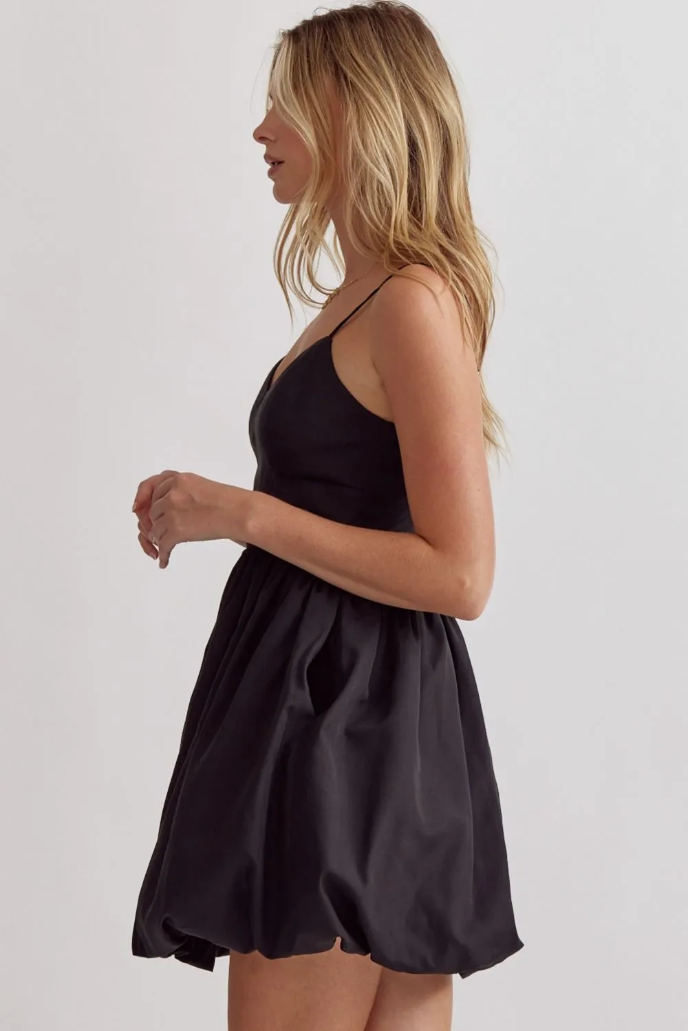 Bubble Hem Spaghetti Strap Mini Dress