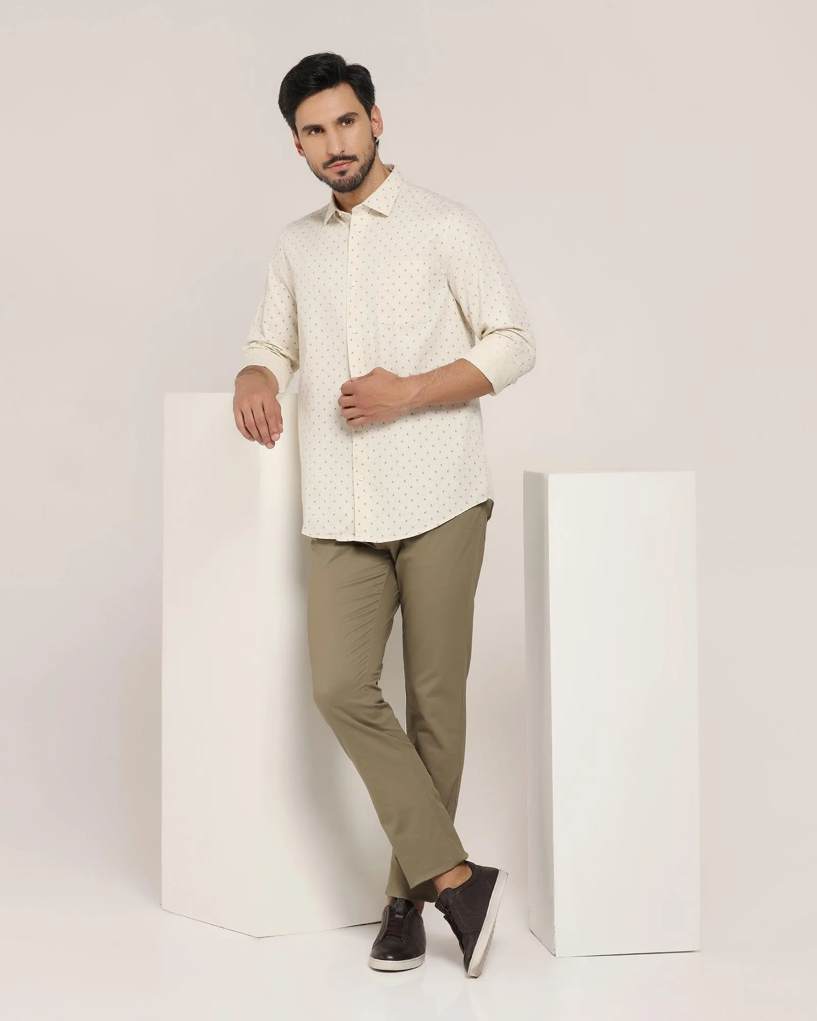 Casual Beige Printed Shirt - Venga