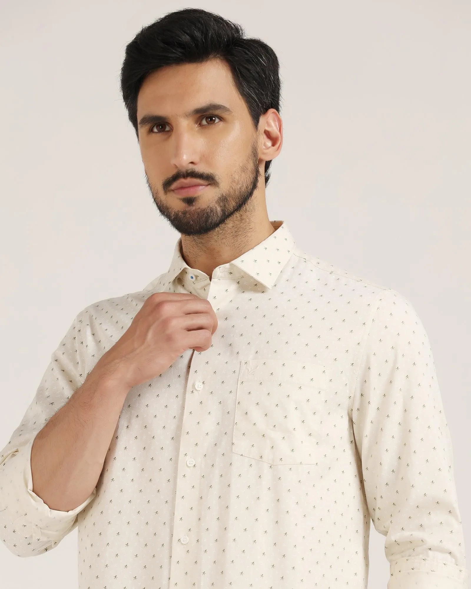 Casual Beige Printed Shirt - Venga