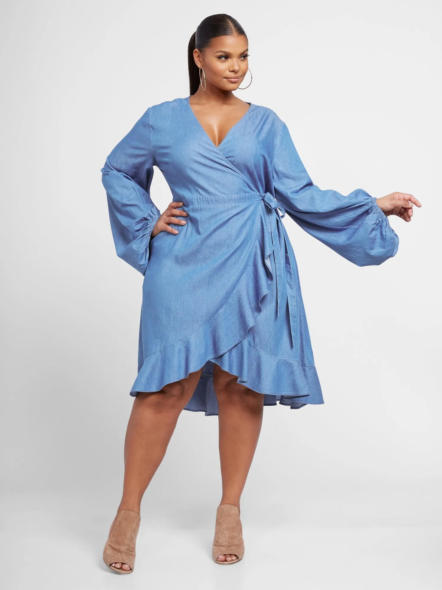 Delia Denim Wrap Dress