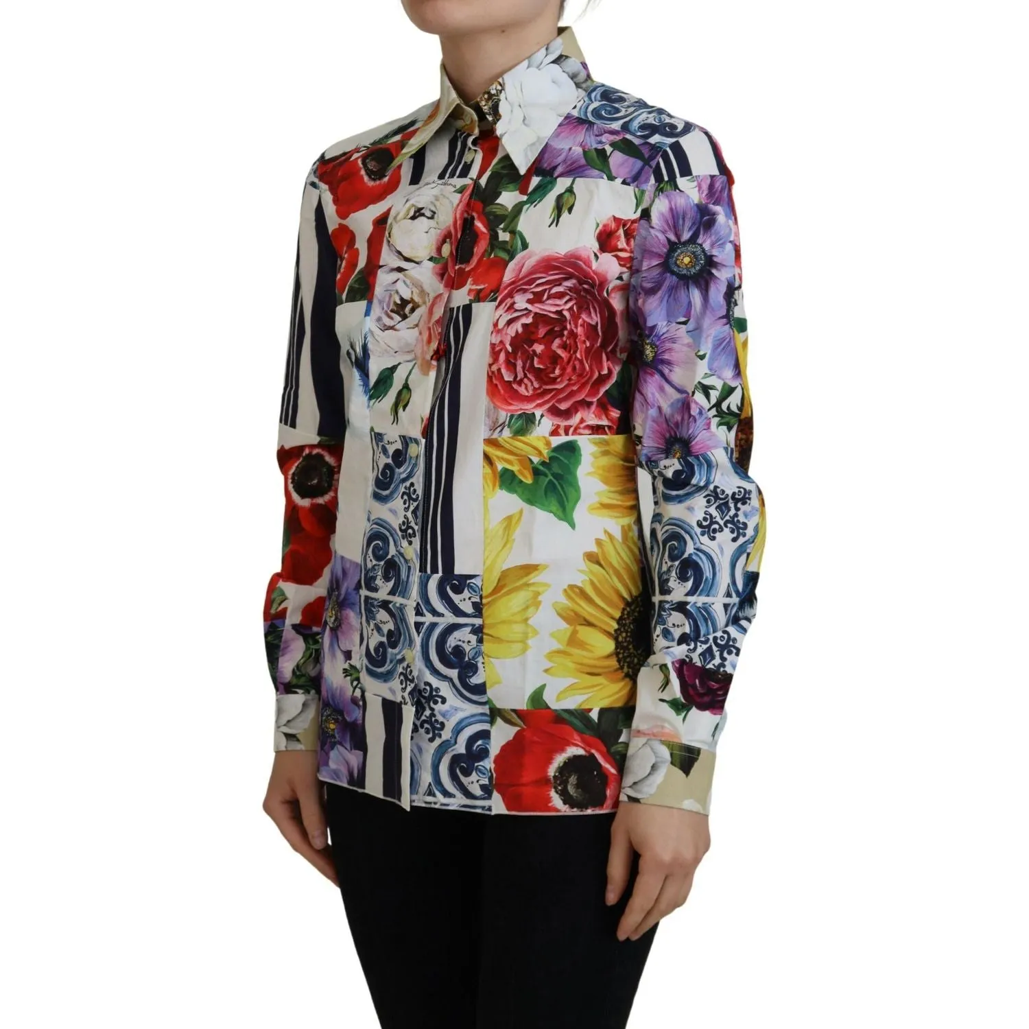 Dolce & Gabbana Elegant Floral Cotton Long Sleeve Top