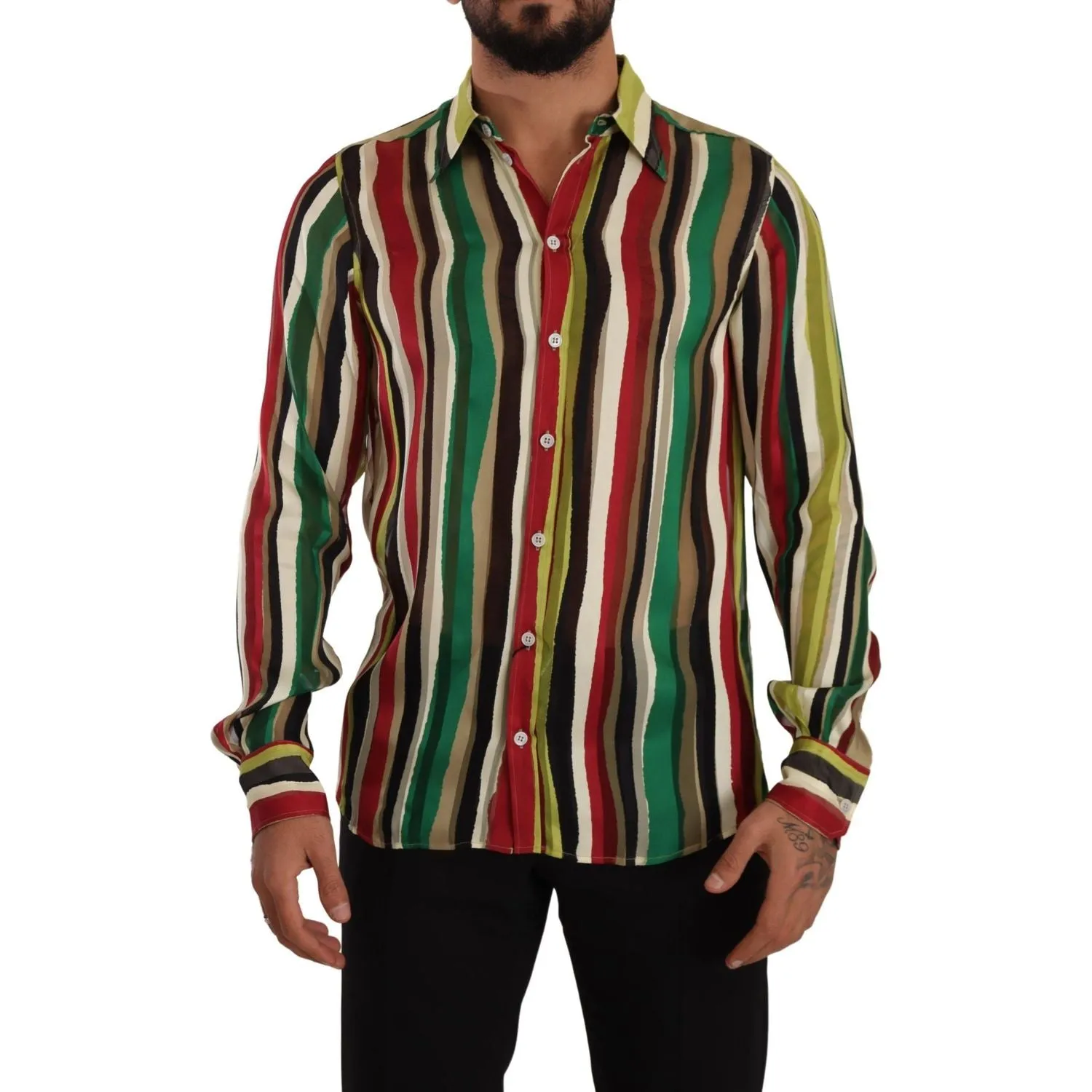 Dolce & Gabbana Elegant Multicolor Striped Silk Blend Shirt