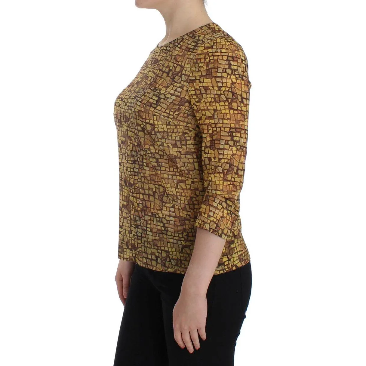 Dolce & Gabbana Sicilian Mosaic Print Silk Blouse