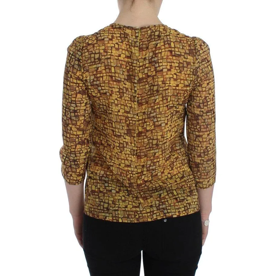 Dolce & Gabbana Sicilian Mosaic Print Silk Blouse