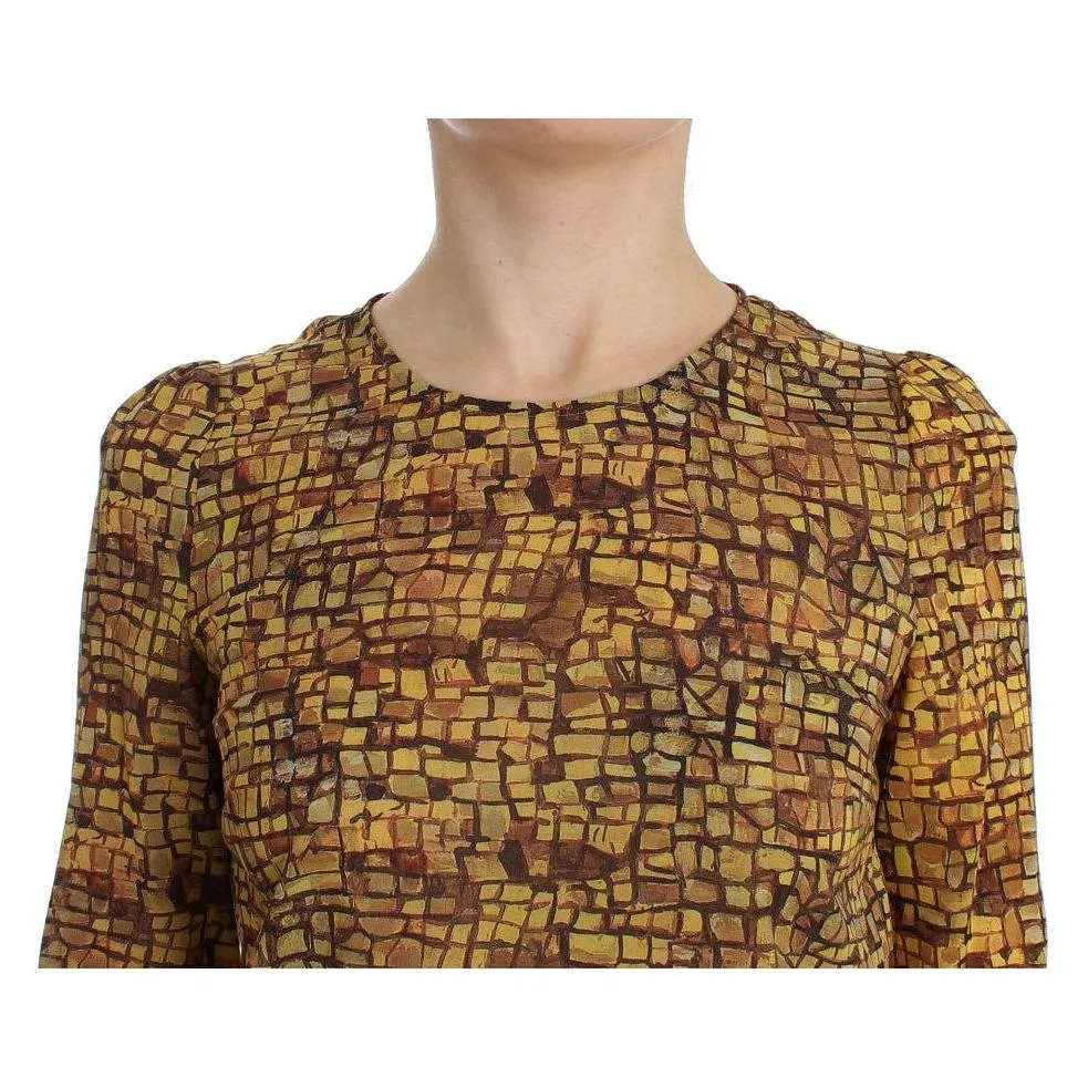 Dolce & Gabbana Sicilian Mosaic Print Silk Blouse