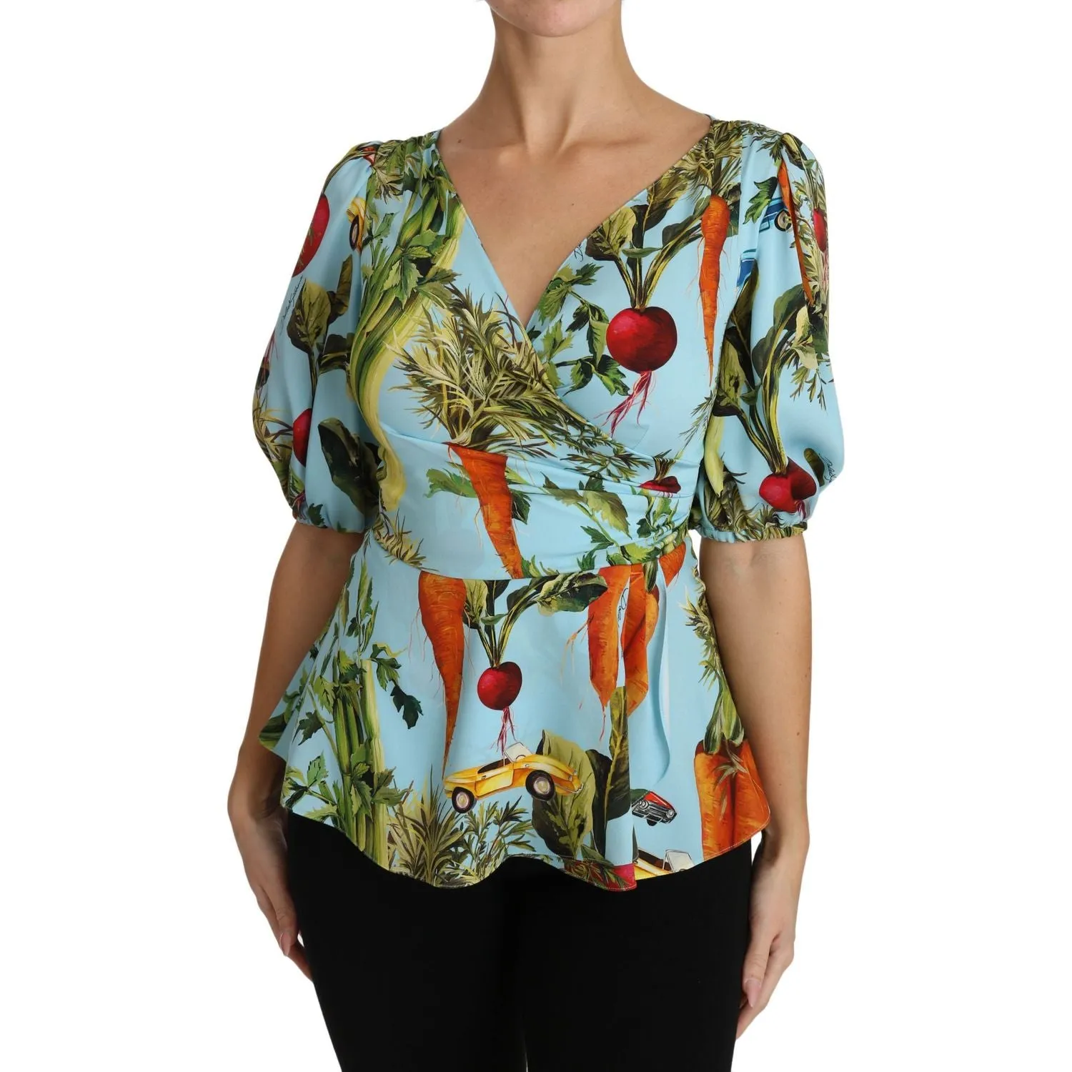 Dolce & Gabbana Vegetable Print Silk Top Extravaganza