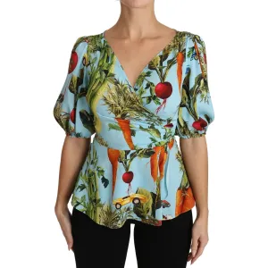 Dolce & Gabbana Vegetable Print Silk Top Extravaganza