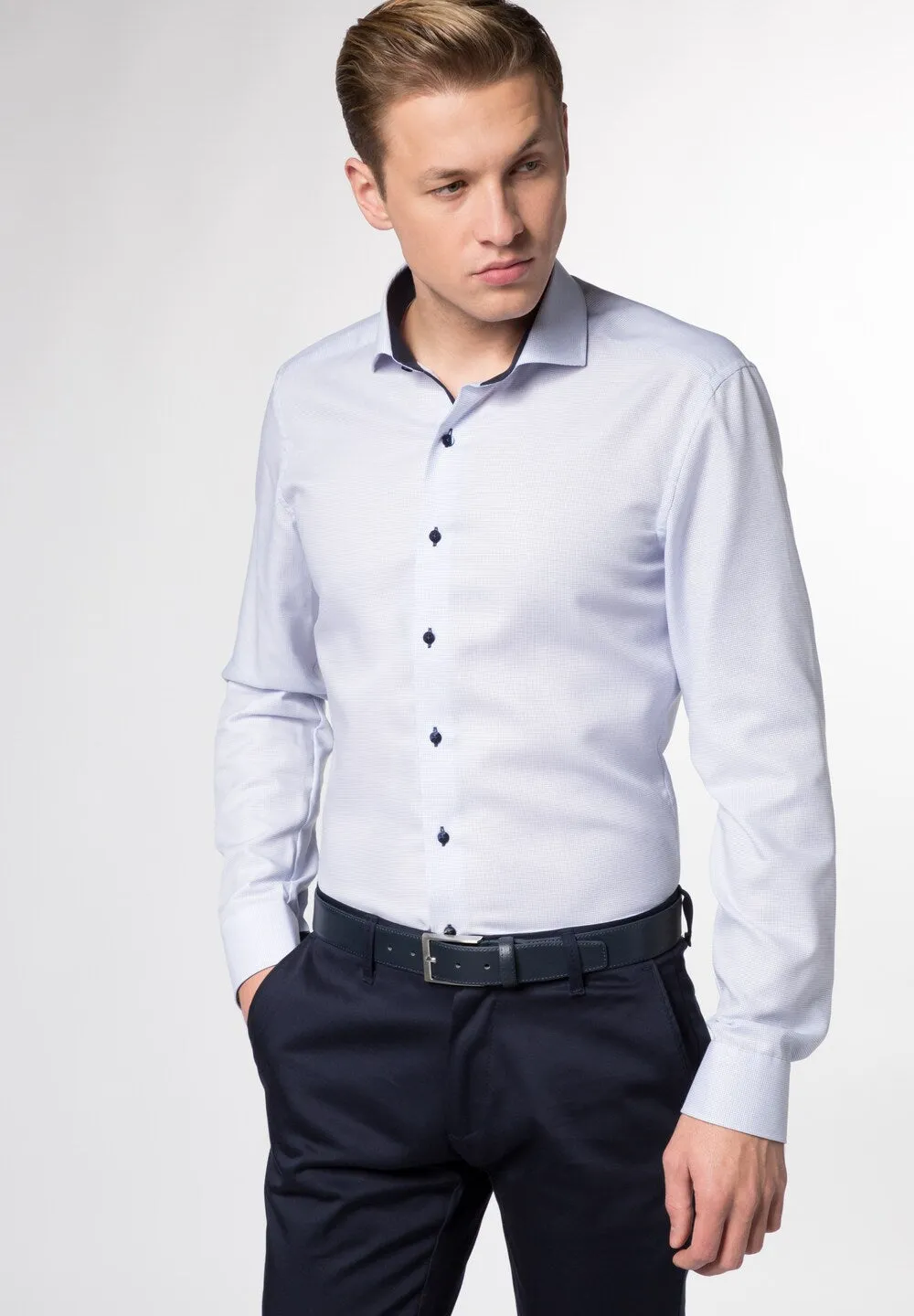 Eterna Regular Fit Button-Up Shirt, Light Blue