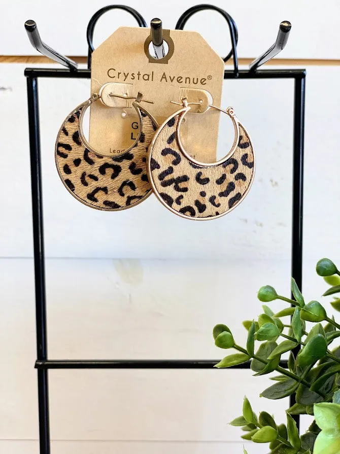 Leopard Print Hoop Earrings