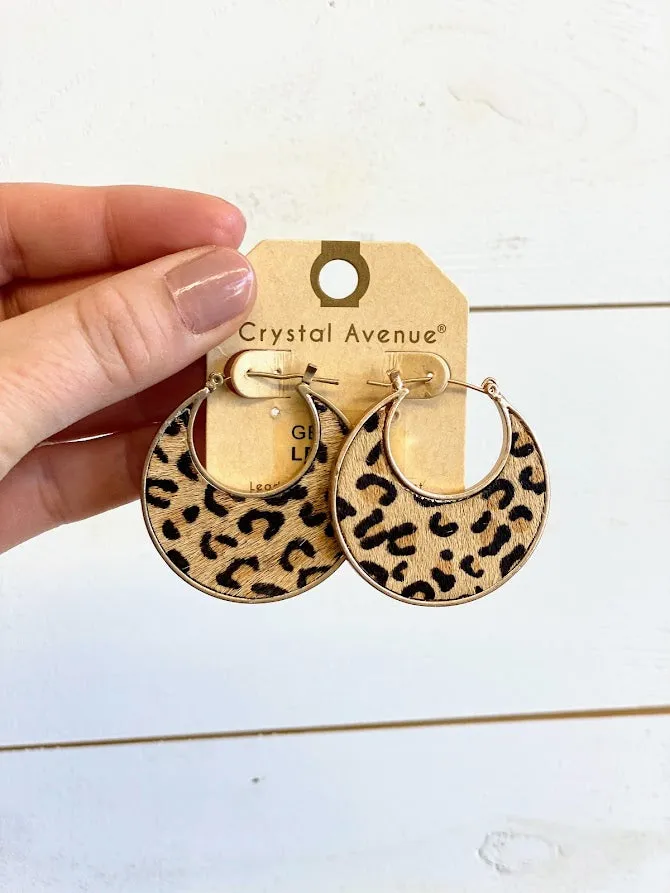 Leopard Print Hoop Earrings