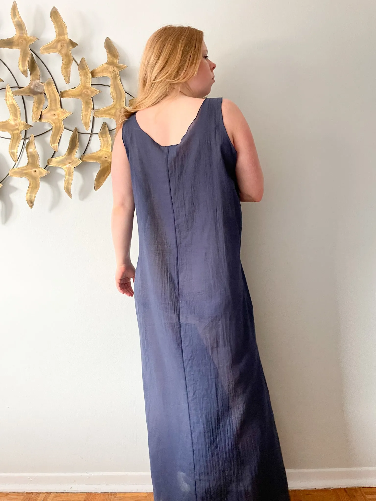 Linda Lundström Navy Lightweight Maxi Cover Up Dress - XL