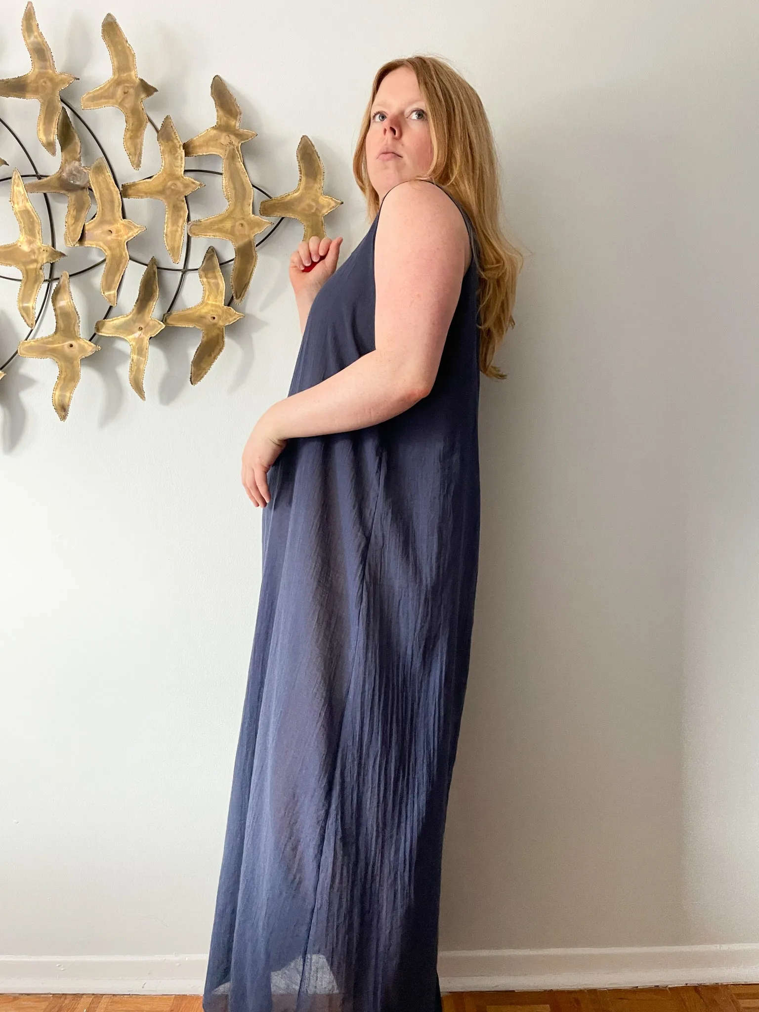 Linda Lundström Navy Lightweight Maxi Cover Up Dress - XL