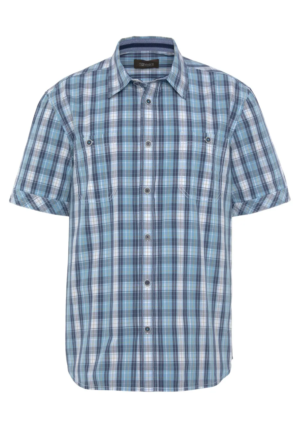 Mans World Regular Fit Button Down Shirt, Navy/Light Blue