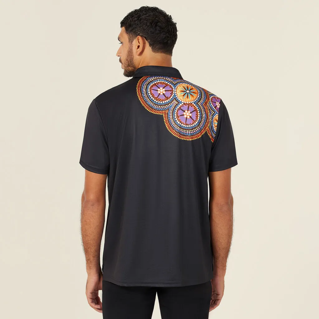 Polyester Knit Bush Tucker Indigenous Print Polo - CATJJS