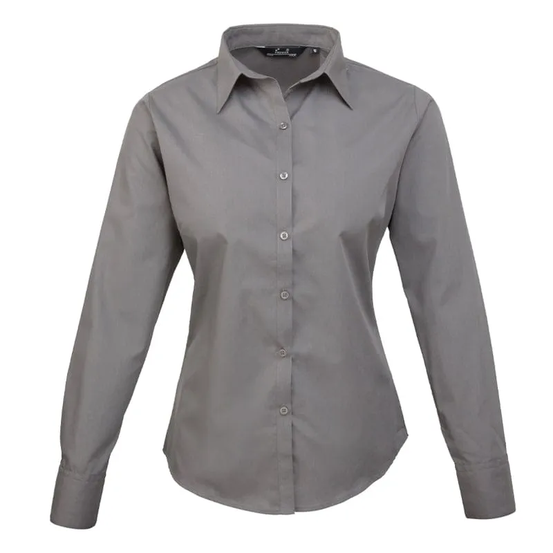 Premier Ladies Long Sleeve Poplin Blouse PR300