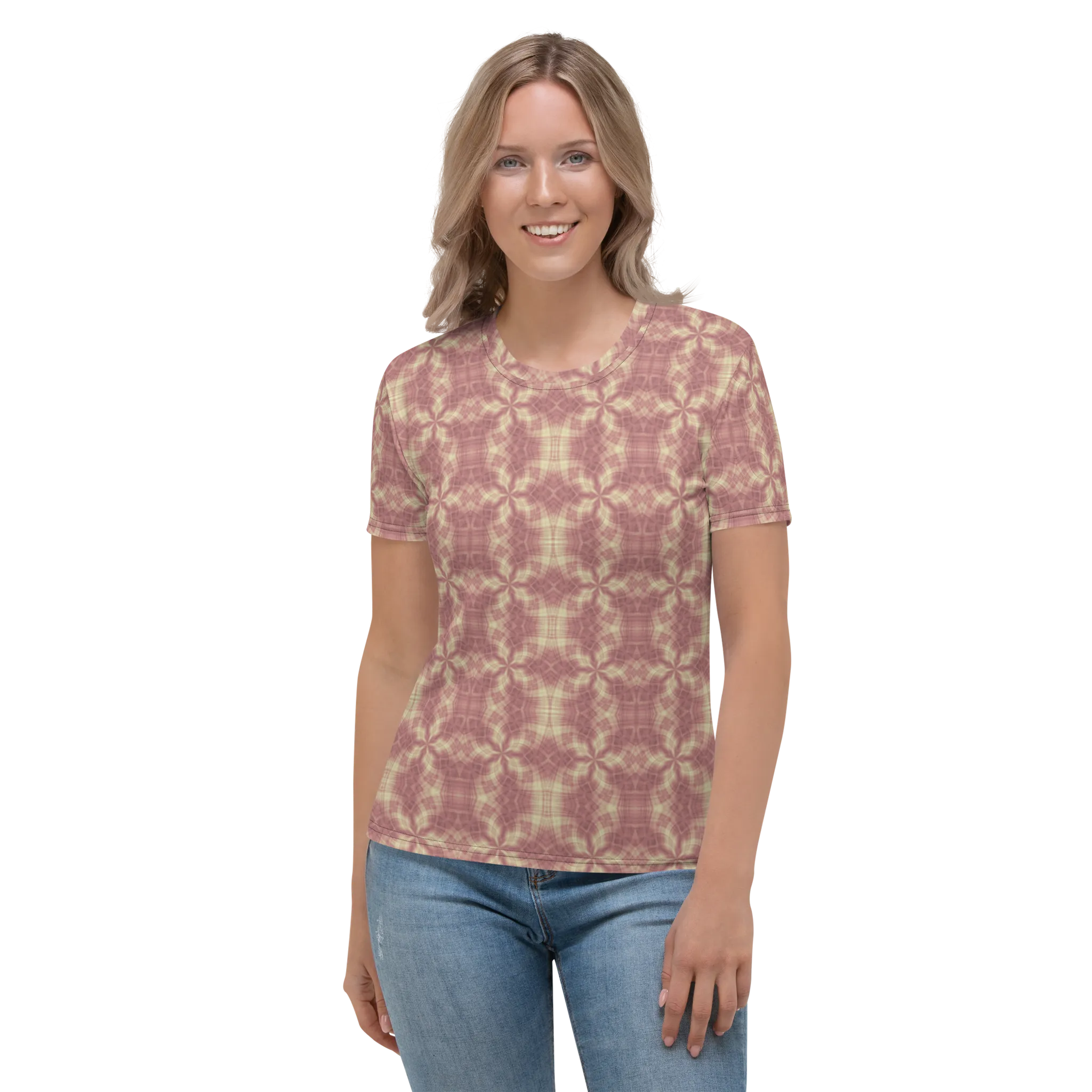 Recursia Argyle Rewired Women's Crew Neck T-Shirt In Pink