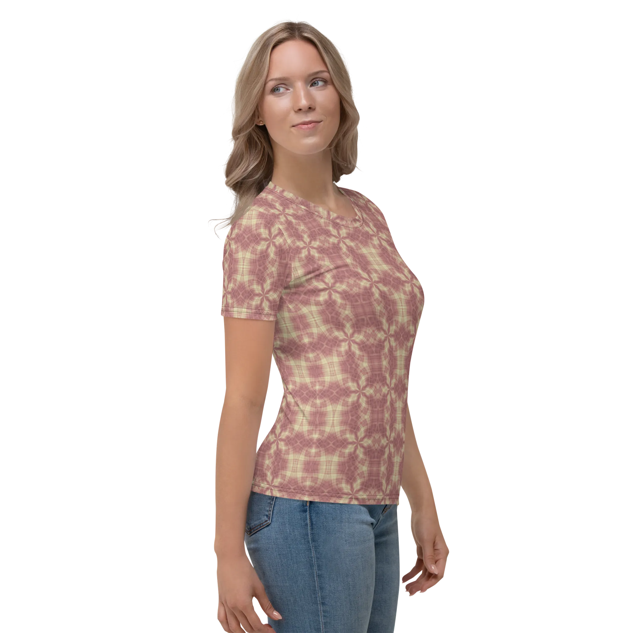 Recursia Argyle Rewired Women's Crew Neck T-Shirt In Pink