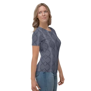 Recursia Illusions Game Women's Crew Neck T-Shirt In Blue