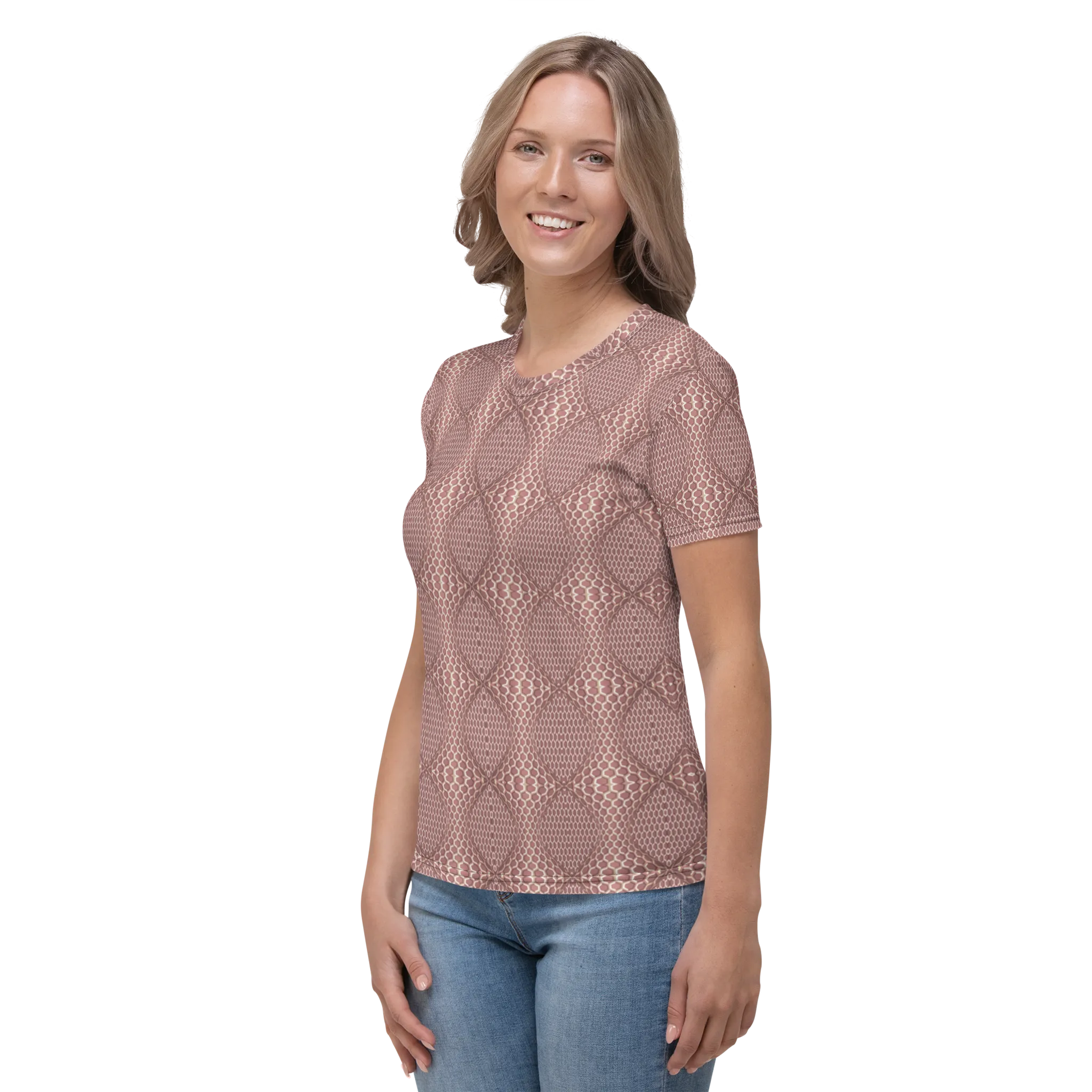 Recursia Illusions Game Women's Crew Neck T-Shirt In Pink