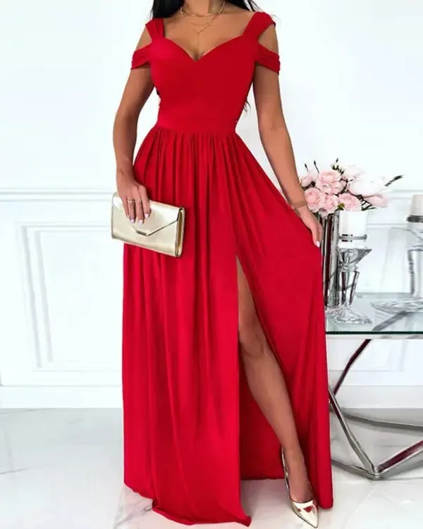 V-neck  Strape Long  Dresses