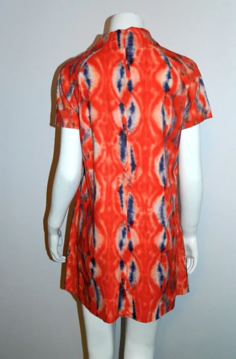 vintage 1960s MOD mini dress red Tie Dye scooter tunic dress XS