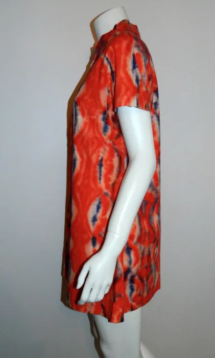 vintage 1960s MOD mini dress red Tie Dye scooter tunic dress XS