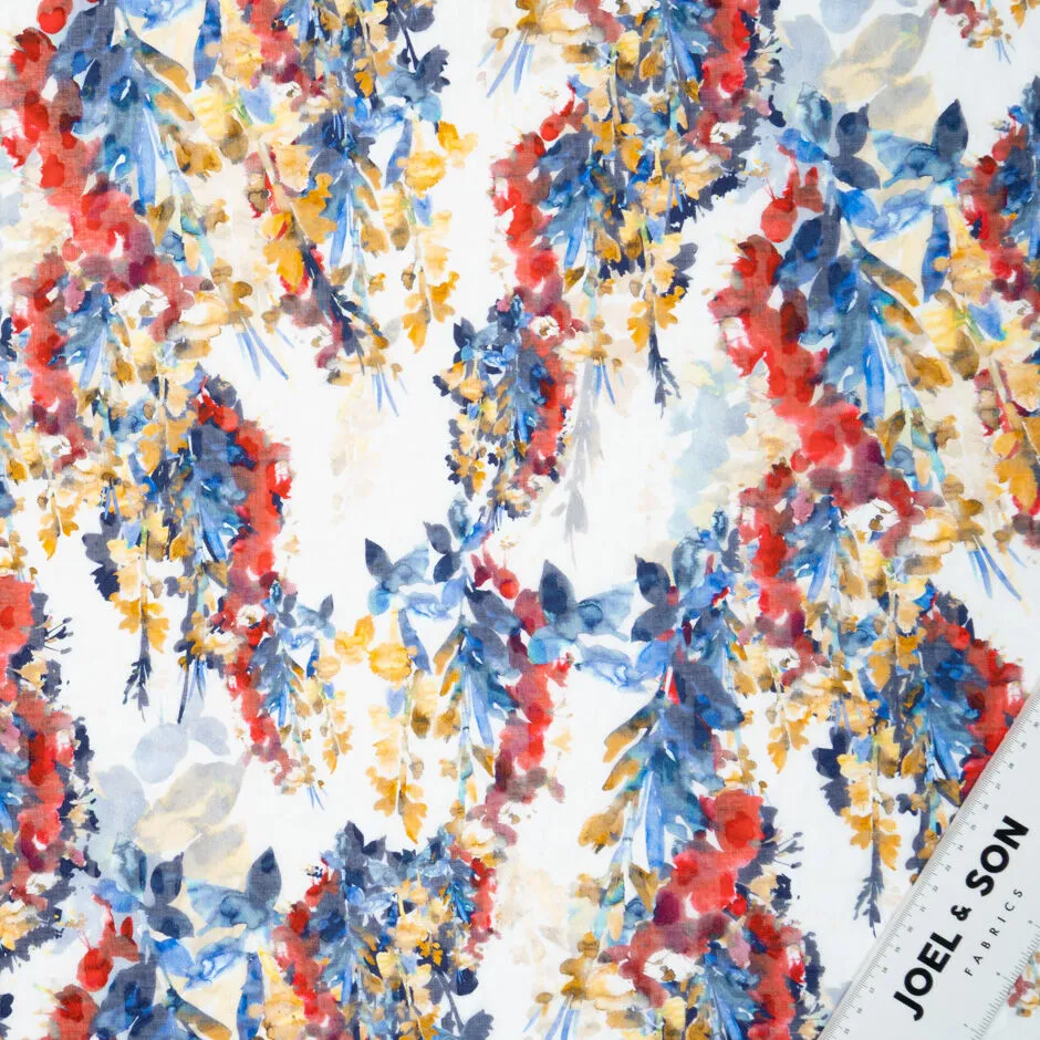 Watercolour Floral Printed Cotton Voile Jacquard