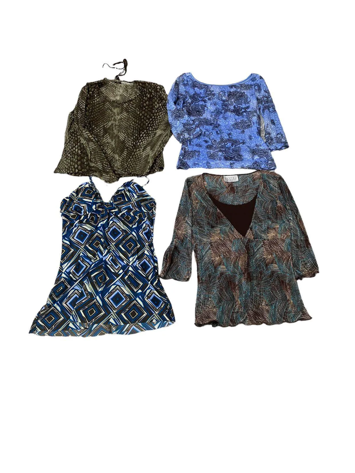 Y2k Italian Bale Mixed Blouses - 14 pcs - (skyblue-brown-shaded)